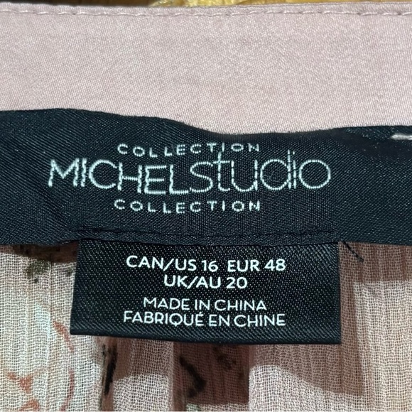 Michel Studio Collection Floral Pink Sheer Tunic Long Blouse Plus Size 16 - Picture 4 of 6